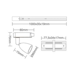 Trilho com 3 Spots LED Taschibra Direct 6W Bivolt Preto 6500K Luz Branca - 2