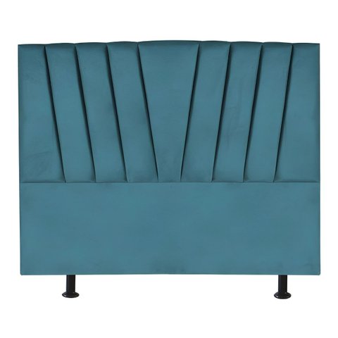 Cabeceira Estofada Cama Casal Queen Size 160 Cm Malu Suede:azul Turquesa