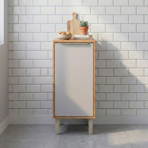Balcão 1 Porta 40 cm Brilhante Celeste Cinamomo/Offwhite