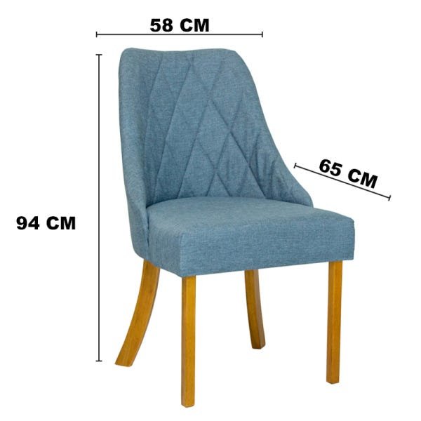 Kit 2 Cadeiras de Madeira Ferrugine No Tecido Linho Azul - 6