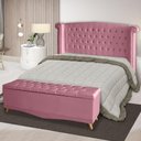Ver imagem 2 de Kit Cabeceira de Cama Box e Calçadeira Baú Luxo Casal 140 Cm Suede Rosa Bebê do Lar Móveis