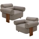 Ver imagem 1 de Kit 02 Poltronas Decorativas Orgânica Sala Living Pés Madeira Orpheu L02 Bouclê Bege - Lyam Decor