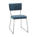 Ver imagem 7 de Kit 4 Cadeiras de Jantar Decorativa Base Aço Preto Luigi Linho Azul Jeans - Gran Belo