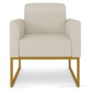 Ver imagem 4 de Kit 02 Poltronas Marisa Linho Base Industrial Metálica Dourado - D’Rossi - A19 Grosso Bege