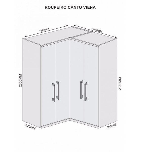 Guarda-Roupa Casal de Canto 4 Portas 4 Gavetas Viena - 4