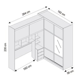 Guarda-Roupa Casal com Espelho 4 Portas com Cabeceira de Casal Firenze - 4
