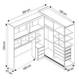 Guarda-Roupa Casal com Espelho 4 Portas com Cabeceira de Casal Firenze - 5