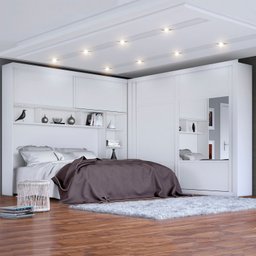 Guarda-Roupa Casal com Espelho 4 Portas com Cabeceira de Casal Firenze - 2