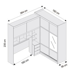 Guarda-Roupa Casal com Espelho 4 Portas com Cabeceira de Casal Firenze - 4