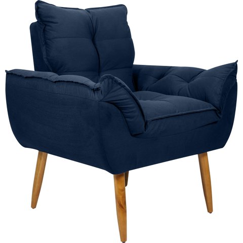 Poltrona Decorativa Opala Suede Azul