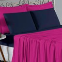 Ver imagem 3 de Jogo Cama King Nobre 4 Peças Lençol Elástico 30cm Altura 100% Algodão Pink Azulmarinho