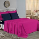 Ver imagem 1 de Jogo Cama King Nobre 4 Peças Lençol Elástico 30cm Altura 100% Algodão Pink Azulmarinho