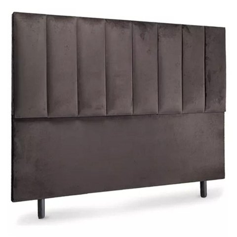 Cabeceira de Cama Box Carla King Madeira Maciça Estofada em Suede Marrom do Lar Móveis