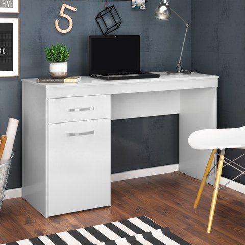 Mesa Escrivaninha Vitoria 1,20 M 1 Porta 1 Gaveta - Escritório Home Office - Demobile:branco
