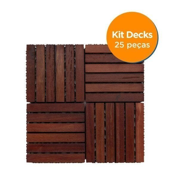 Kit Deck em Placa de Madeira Modular Base Plástica 30x30cm com 25 Placas Madersilva - 3