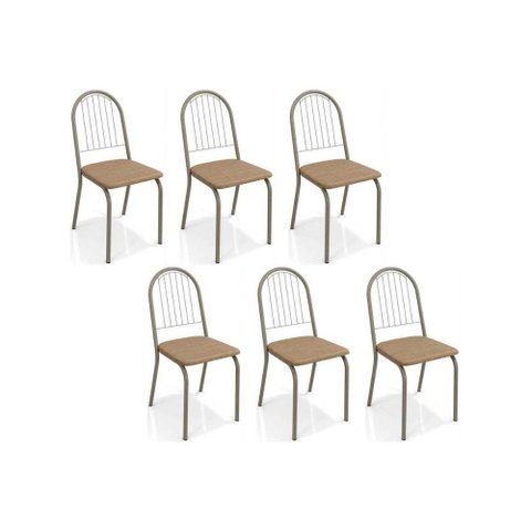 Kit 6 Cadeiras Sala Jantar Noruega C077 6 Un Niquel Courano Capuccino