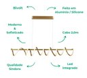 Ver imagem 6 de Lustre Pendente Led 125w Espiral Long 120cm Dourado 3000k Bivolt