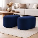 Ver imagem 1 de Kit 2 Puff Orgânico Curvo Feijão Sala Redondo Confortável Moderno Suede:azul Marinho