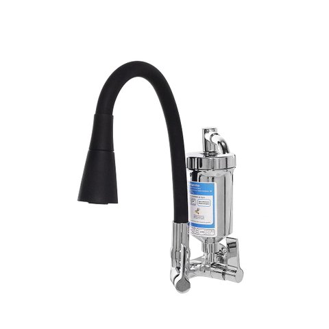Torneira Filtro Gourmet Flexível Cozinha Parede Cone Preto Del Metais