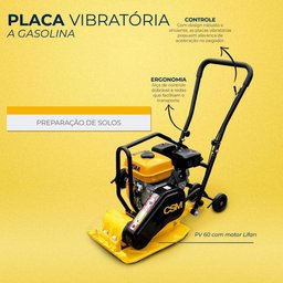 Placa Vibratoria Compactadora a Gasolina Csm Pv60 com Motor Lifan 7hp 4t 500x360 - 2