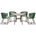 Ver imagem 1 de Mesa com 4 Cadeiras de Jantar Roma 100cm e Noronha em Aluminío Marrom Corda Nautica Estofado 7 Trama