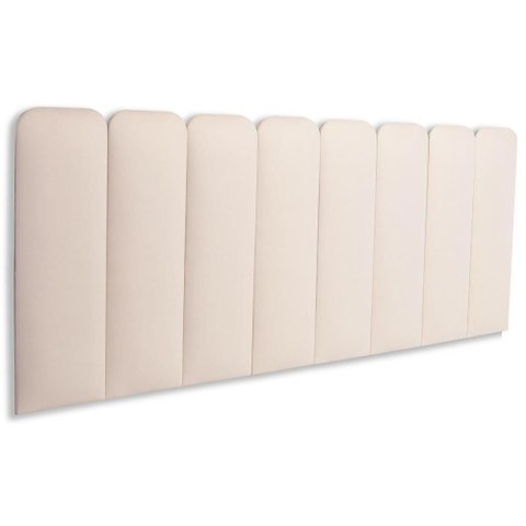 Cabeceira Queen Kit 8 Placas Modelo Arredondada - Suede Creme / Off White