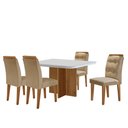 Ver imagem 1 de Sala de Jantar Mesa 90cm Olímpia em Mdf com Vidro Canto Copo 4 Cadeiras Carol Moderna Mobília