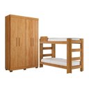 Ver imagem 2 de Quarto Infantil Completo com Guarda-roupa e Beliche Théo em Mdf Amadeirado