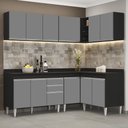 Ver imagem 2 de Armário de Cozinha Modulado de Canto 6 Peças Cp29 Balcão com Tampo Preto/cinza - Lumil Lumil Móveis