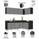 Ver imagem 3 de Armário de Cozinha Modulado de Canto 6 Peças Cp29 Balcão com Tampo Preto/cinza - Lumil Lumil Móveis