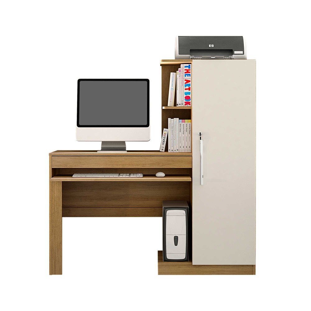 Mesa para Computador com Armário 1 Porta 1 Gaveta Office Valdemóveis Cinamomo/Off White - 6