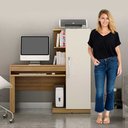 Ver imagem 4 de Mesa para Computador com Armário 1 Porta 1 Gaveta Office Valdemóveis Cinamomo/Off White