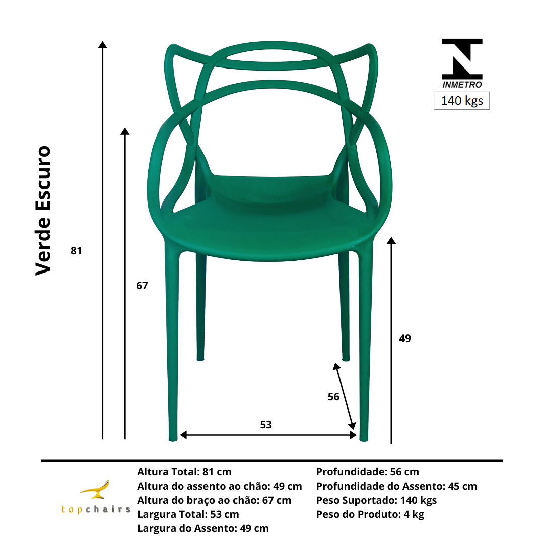 Cadeira Mix Verde Escuro - Kit com 10 - 8