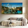 Quadro Decorativo Salvador Dali Cisnes Refletindo Elefantes:150x100/PRETA - 1
