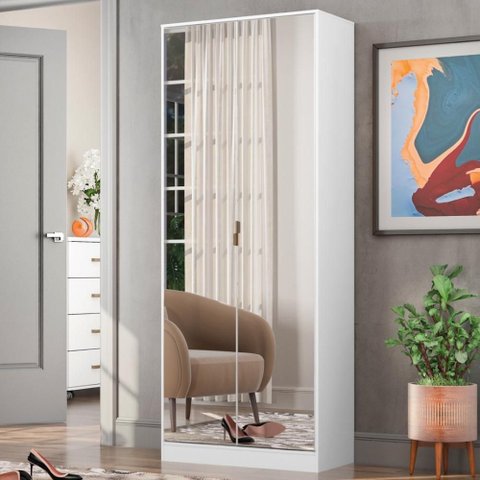 Armário Multiuso Sapateira 2 Portas com Espelho e 1 Gaveta Austin - Branco