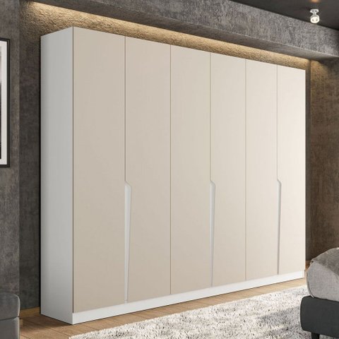 Guarda-roupa Casal Porto 6 Portas 4 Gavetas Branco/creme - Politorno