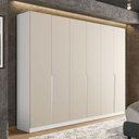 Ver imagem 1 de Guarda-roupa Casal Porto 6 Portas 4 Gavetas Branco/creme - Politorno