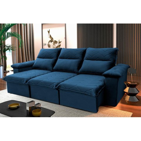 Sofá Retrátil Reclinável Paris 230cm Suede Velut com Molas no Assento - King House