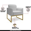 Ver imagem 7 de Conjunto Namoradeira e Poltrona Decorativa Isabella Base Industrial Linho Cinza/Dourado - Gran Belo
