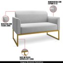 Ver imagem 6 de Conjunto Namoradeira e Poltrona Decorativa Isabella Base Industrial Linho Cinza/Dourado - Gran Belo
