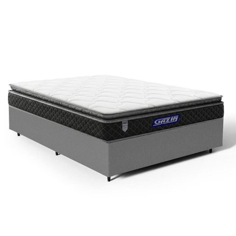 Cama Box com Colchão Gazin de Espuma D28 Pillow Top Ortoblack Casal 138cm