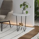 Ver imagem 1 de Mesa Lateral Redonda Industrial Italy Ferro Preto e Tampo Branco