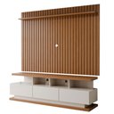 Ver imagem 3 de Rack com Painel para TV até 72 Polegadas Verona Classic 3 Gavetas Ripado Off White/Freijó - Panorama