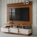 Ver imagem 2 de Rack com Painel para TV até 72 Polegadas Verona Classic 3 Gavetas Ripado Off White/Freijó - Panorama
