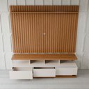 Ver imagem 5 de Rack com Painel para TV até 72 Polegadas Verona Classic 3 Gavetas Ripado Off White/Freijó - Panorama