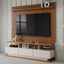 Ver imagem 1 de Rack com Painel para TV até 72 Polegadas Verona Classic 3 Gavetas Ripado Off White/Freijó - Panorama