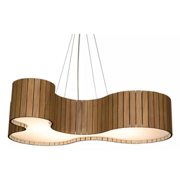 Lustre Pendente Anêmona 70cm – Madeira Amêndola, Design Orgânico, Bivolt - 1