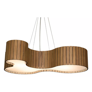 Lustre Pendente Anêmona 70cm – Madeira Amêndola, Design Orgânico, Bivolt