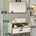 Ver imagem 3 de Conjunto Siena Gabinete Banheiro 80cm com Cuba e Espelheira:branco