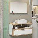 Ver imagem 1 de Conjunto Siena Gabinete Banheiro 80cm com Cuba e Espelheira:branco